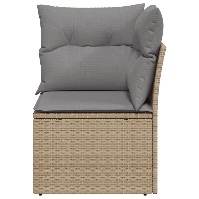 vidaXL Garden Sofa Corner with Cushions Beige Poly Rattan
