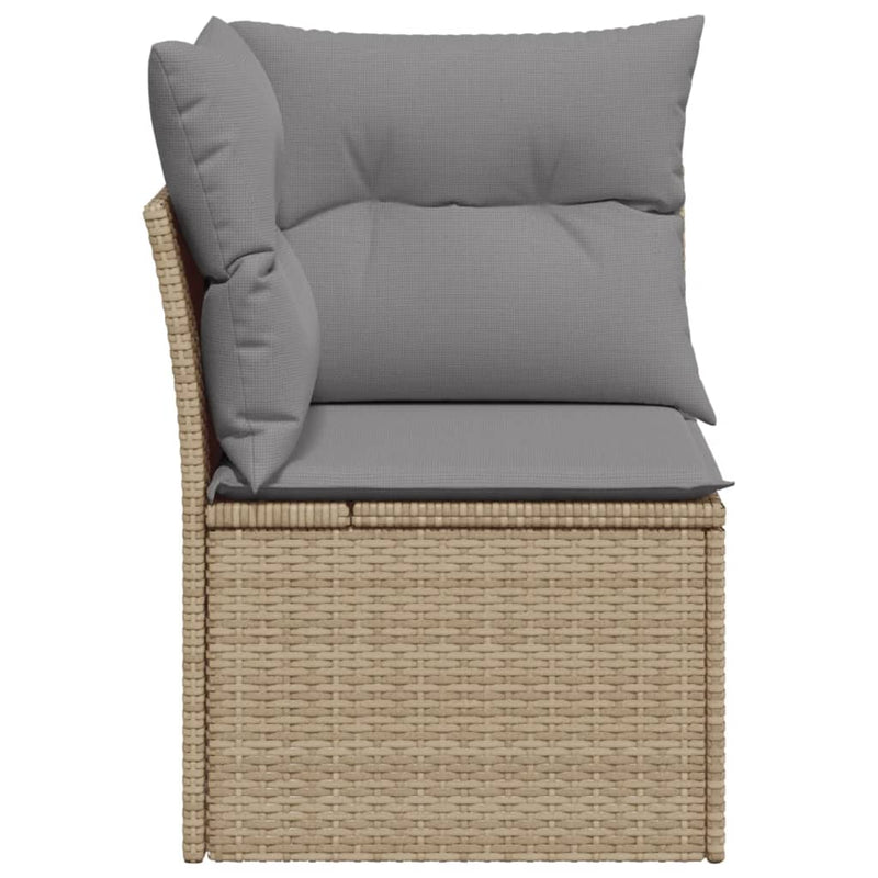 vidaXL Garden Sofa Corner with Cushions Beige Poly Rattan
