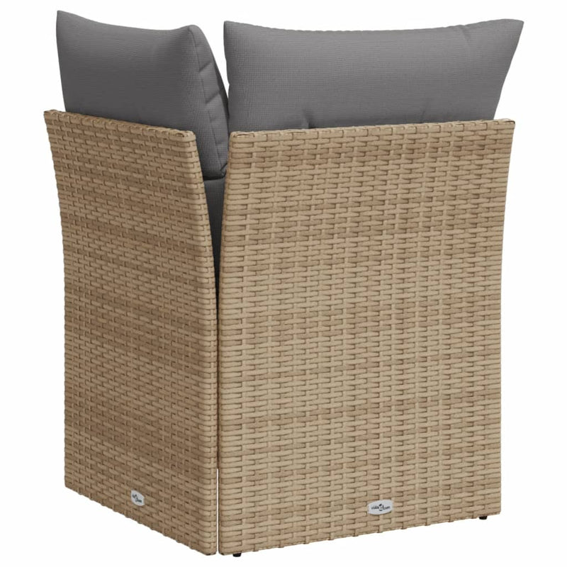 vidaXL Garden Sofa Corner with Cushions Beige Poly Rattan