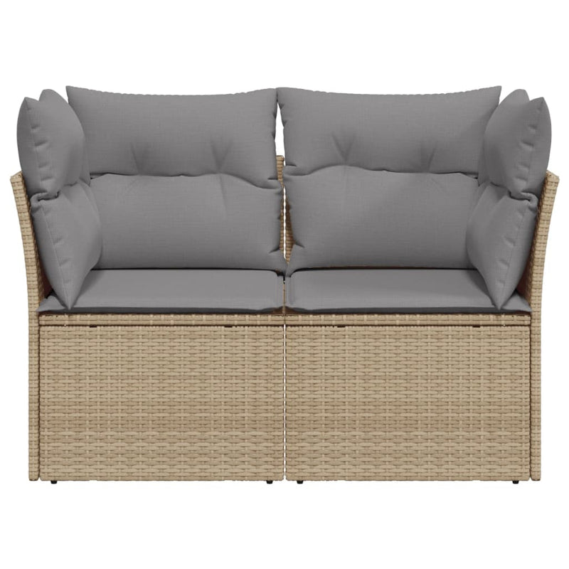 vidaXL Garden Sofa with Cushions 2-Seater Beige Poly Rattan