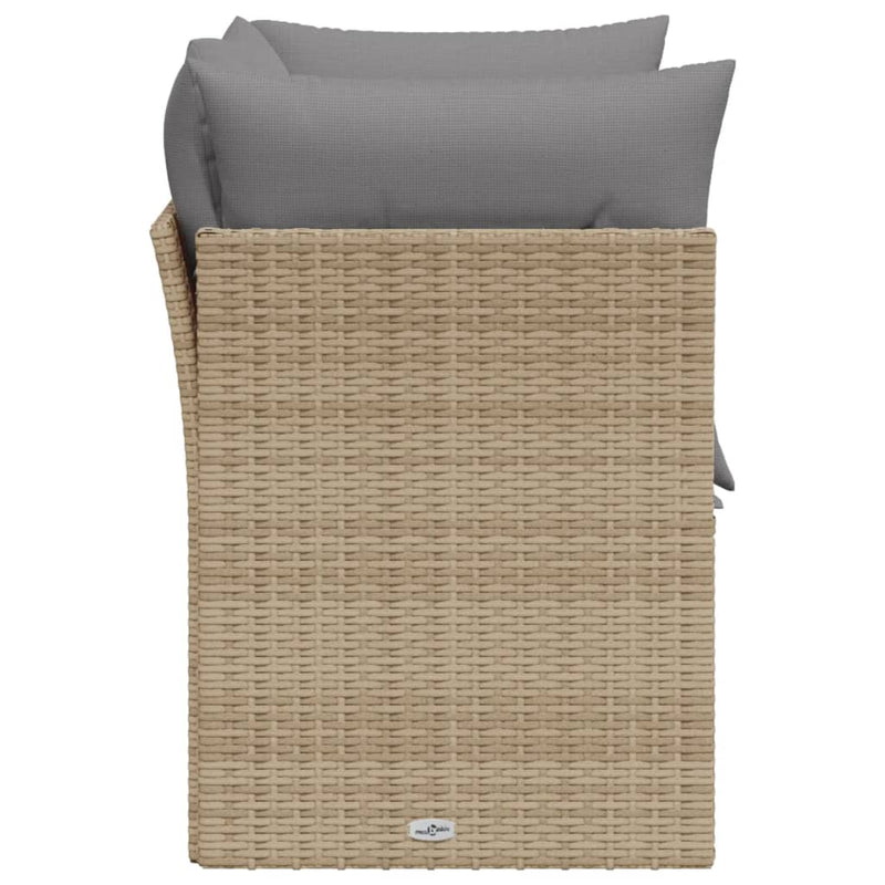 vidaXL Garden Sofa with Cushions 2-Seater Beige Poly Rattan