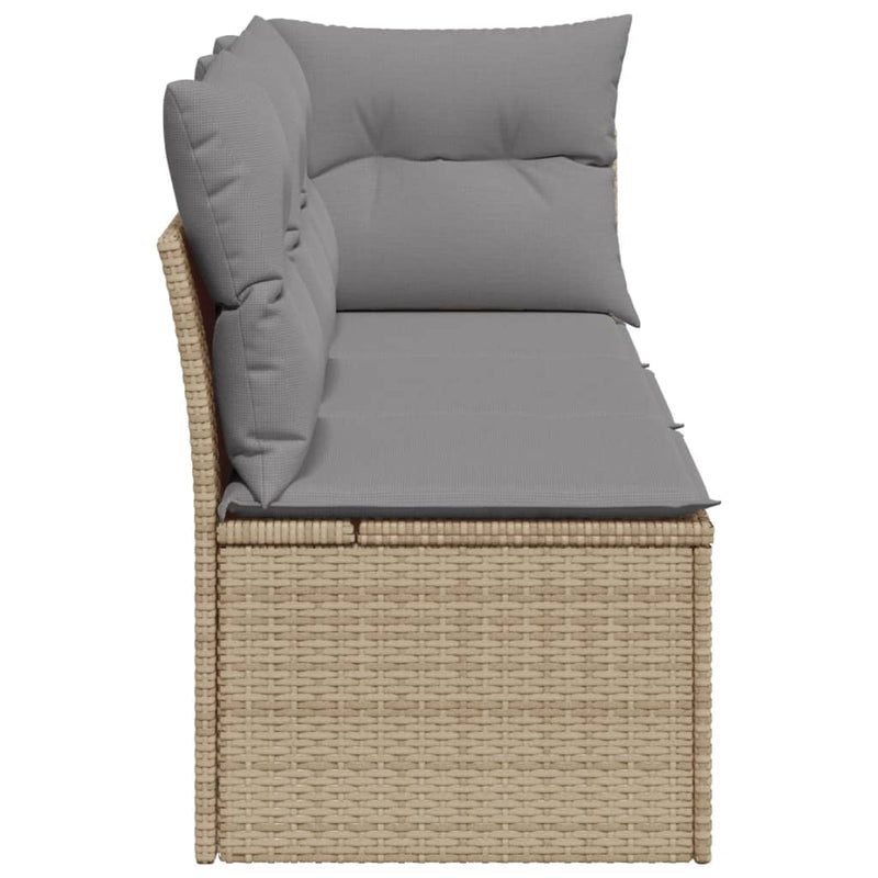 vidaXL Garden Sofa with Cushions 3-Seater Beige Poly Rattan