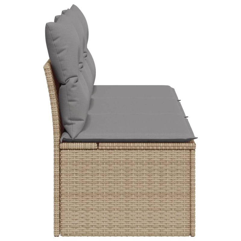 vidaXL Garden Sofa with Cushions 3-Seater Beige Poly Rattan