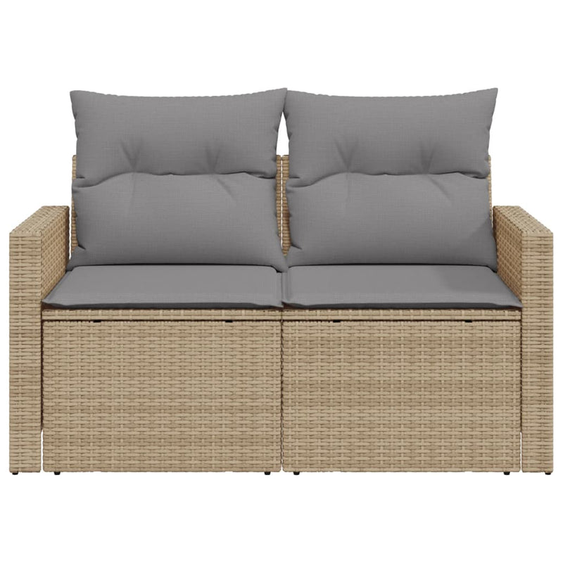 Garden Sofa with Cushions 2-Seater Beige Poly Rattan