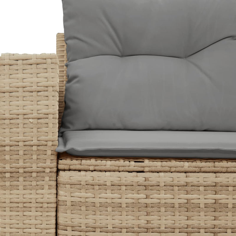 Garden Sofa with Cushions 2-Seater Beige Poly Rattan