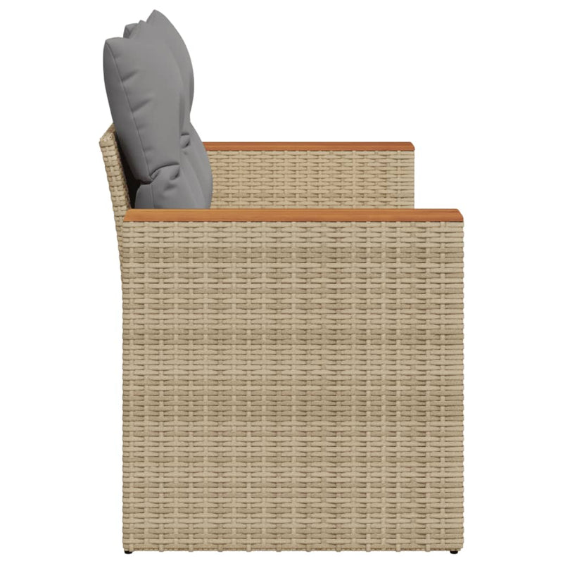 vidaXL Garden Sofa with Cushions 2-Seater Beige Poly Rattan
