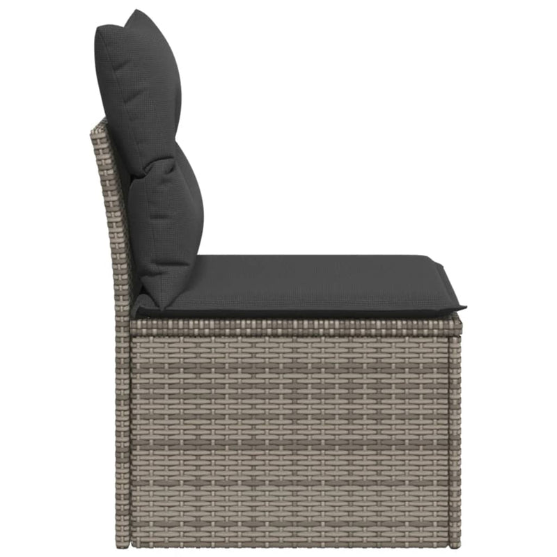 vidaXL Garden Sofa Armless with Cushions Grey Poly Rattan