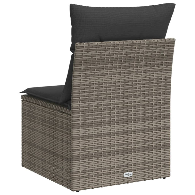 vidaXL Garden Sofa Armless with Cushions Grey Poly Rattan