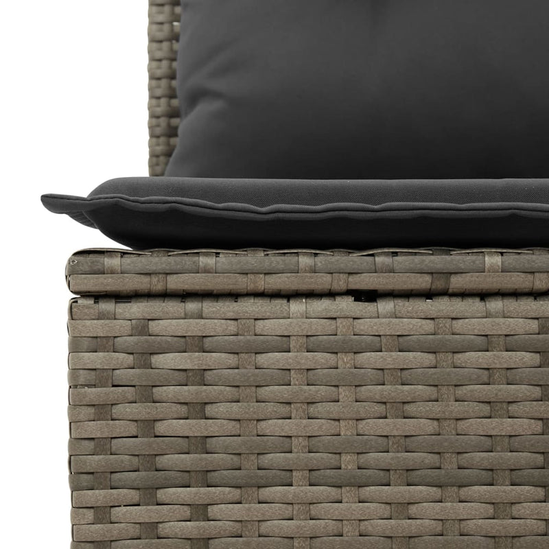 vidaXL Garden Sofa Armless with Cushions Grey Poly Rattan
