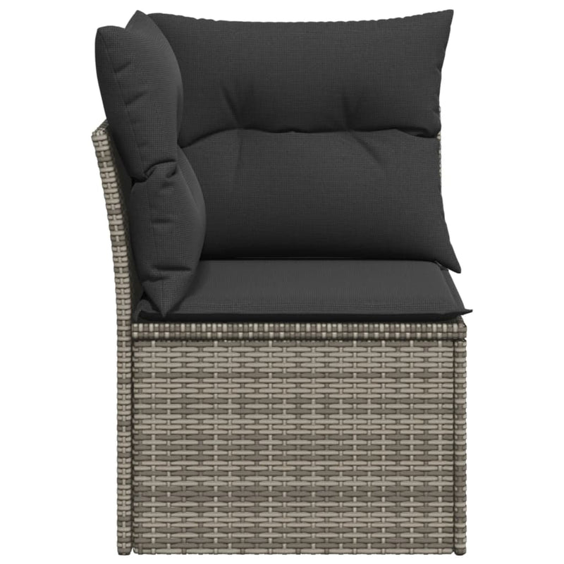 vidaXL Garden Sofa Corner with Cushions Grey Poly Rattan