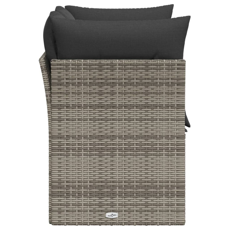 Garden Sofa with Cushions 2-Seater Grey Poly Rattan