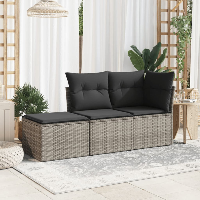 vidaXL Garden Stool with Cushion Grey 55x55x37 cm Poly Rattan