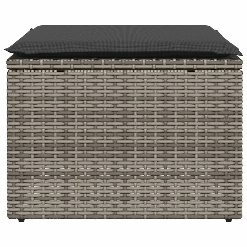 vidaXL Garden Stool with Cushion Grey 55x55x37 cm Poly Rattan