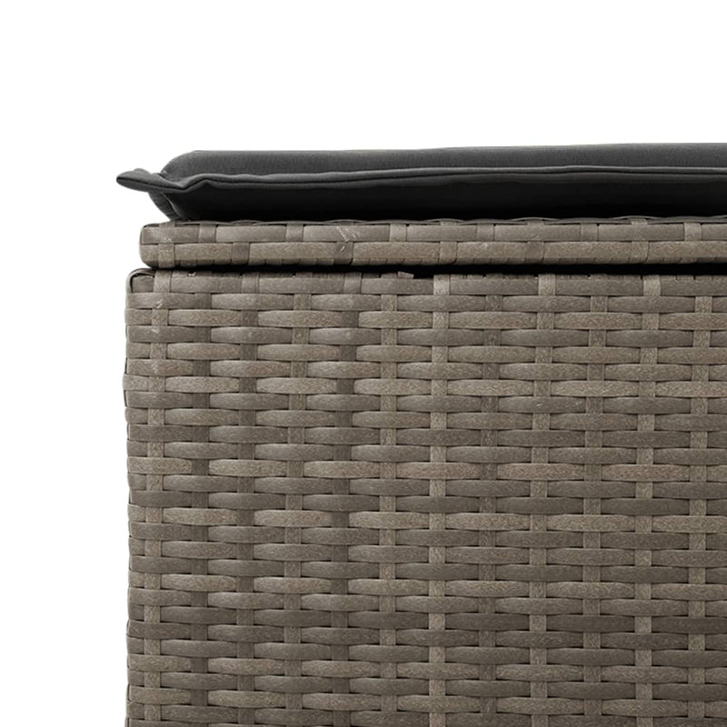 vidaXL Garden Stool with Cushion Grey 55x55x37 cm Poly Rattan