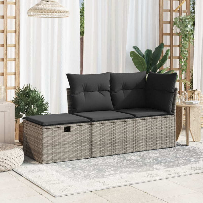 vidaXL Garden Stool with Cushion Grey 55x55x37 cm Poly Rattan