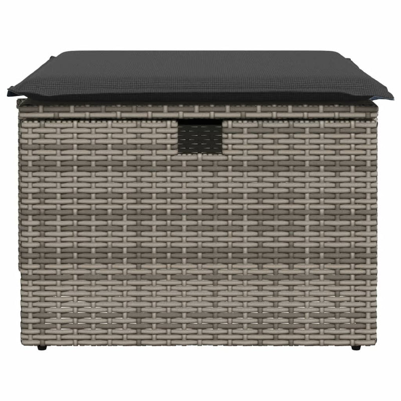 vidaXL Garden Stool with Cushion Grey 55x55x37 cm Poly Rattan