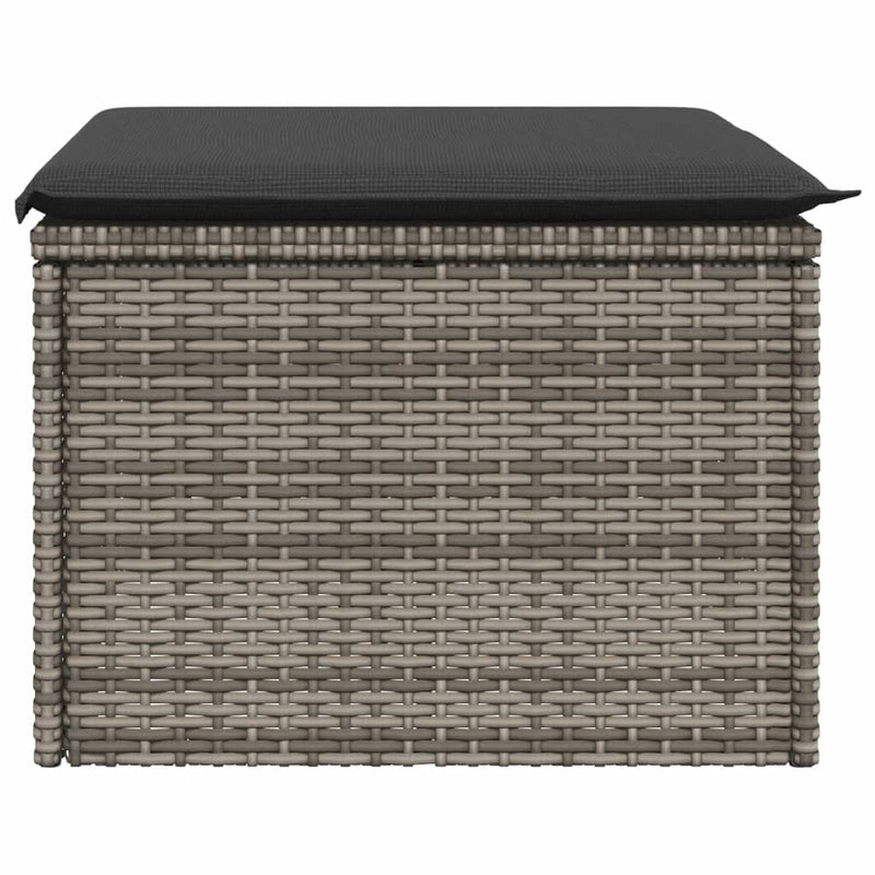 vidaXL Garden Stool with Cushion Grey 55x55x37 cm Poly Rattan