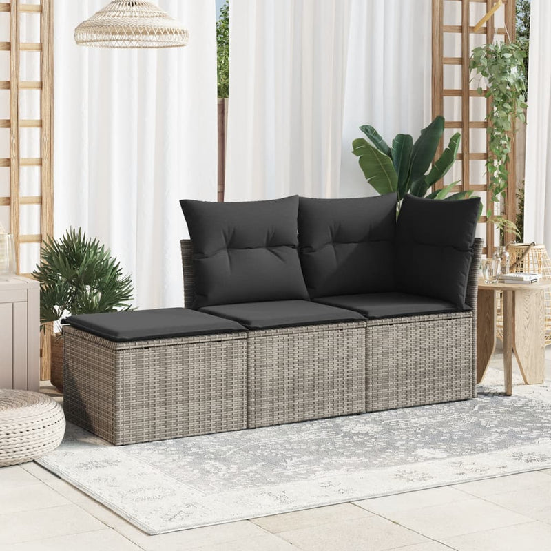vidaXL Garden Stool with Cushion Grey 55x55x37 cm Poly Rattan