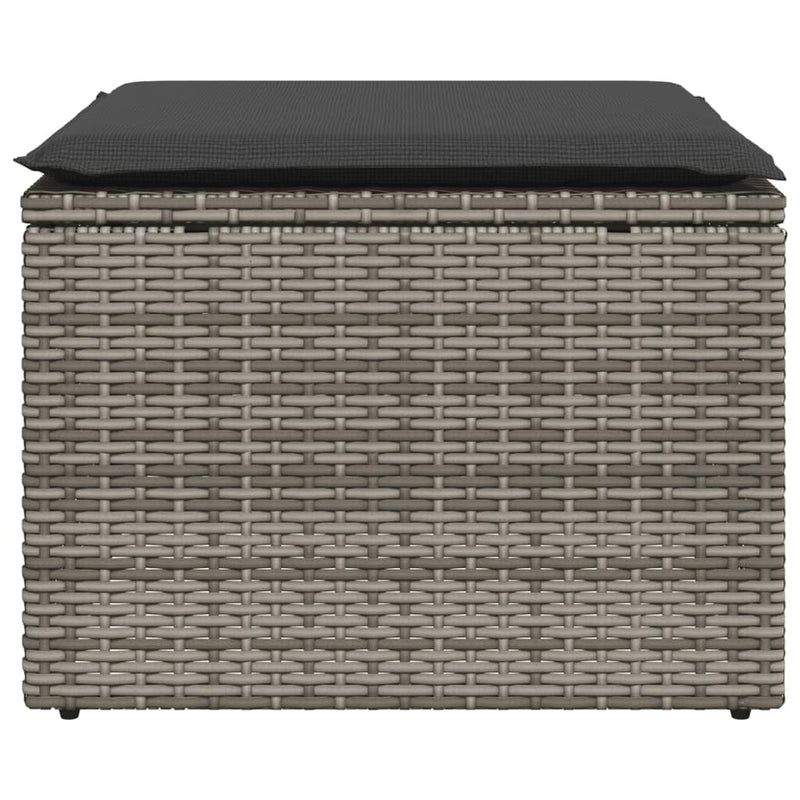 vidaXL Garden Stool with Cushion Grey 55x55x37 cm Poly Rattan