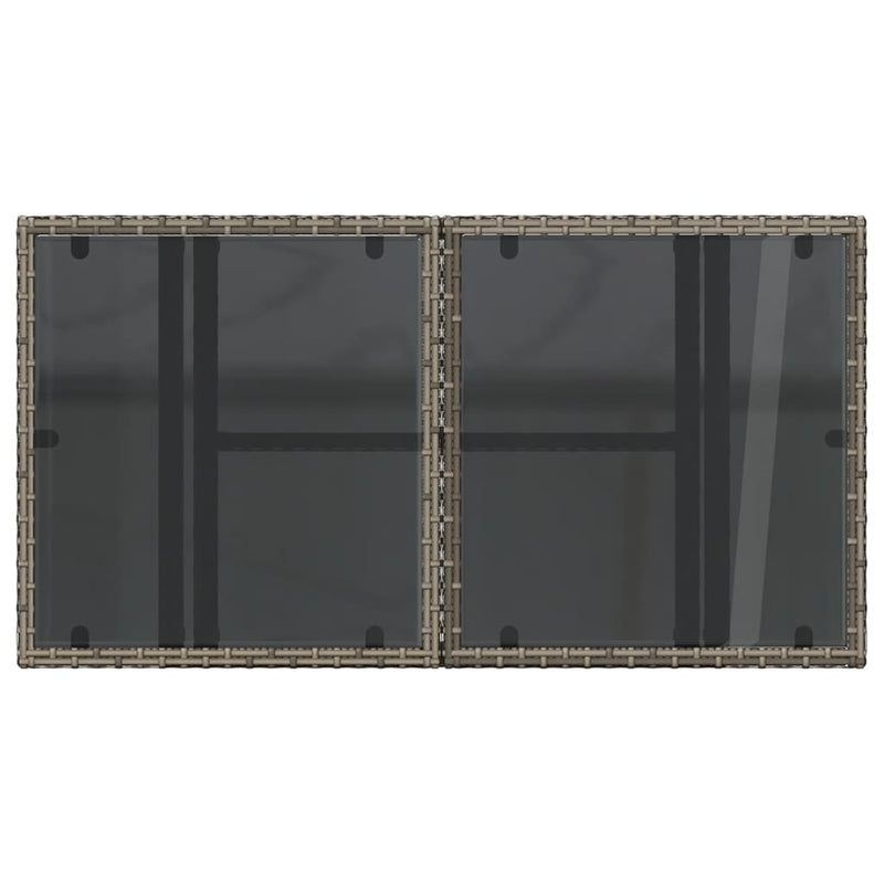 vidaXL Garden Table with Glass Top Grey 100x55x73 cm Poly Rattan