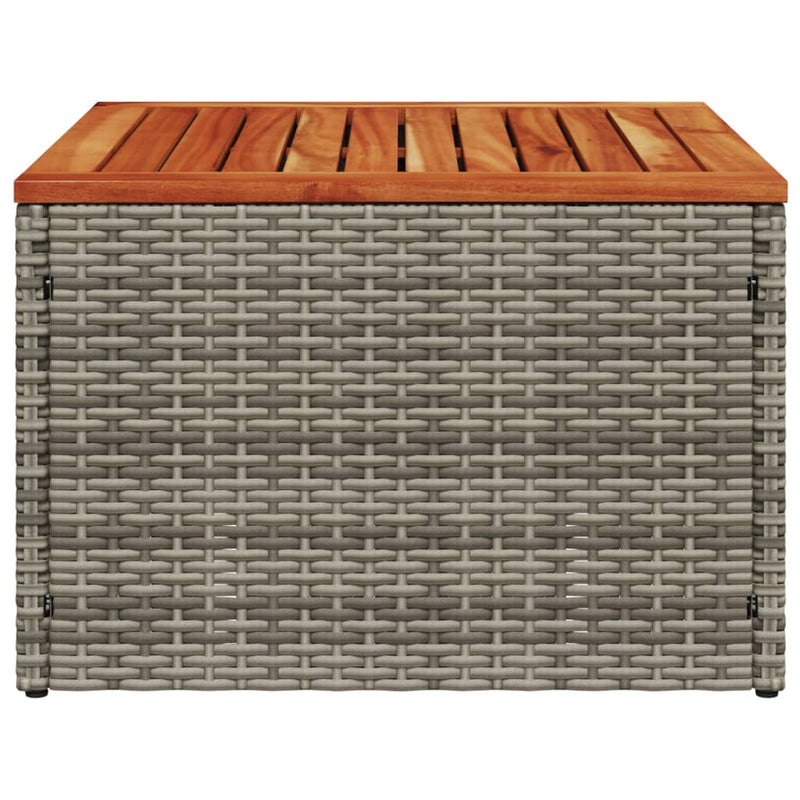 vidaXL Garden Table Grey 55x55x37 cm Poly Rattan and Acacia Wood