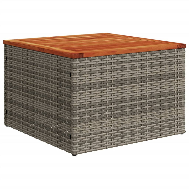 vidaXL Garden Table Grey 55x55x37 cm Poly Rattan and Acacia Wood