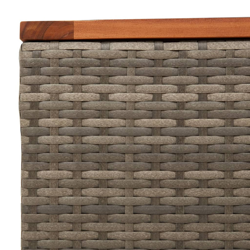 vidaXL Garden Table Grey 55x55x37 cm Poly Rattan and Acacia Wood