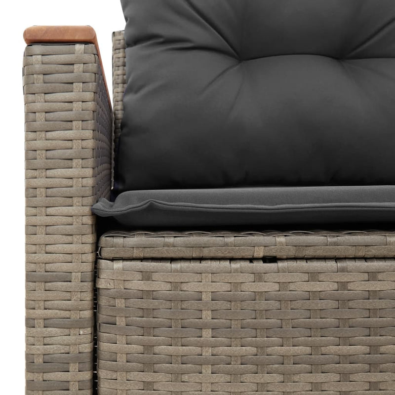 vidaXL Garden Sofa with Cushions 2-Seater Grey Poly Rattan