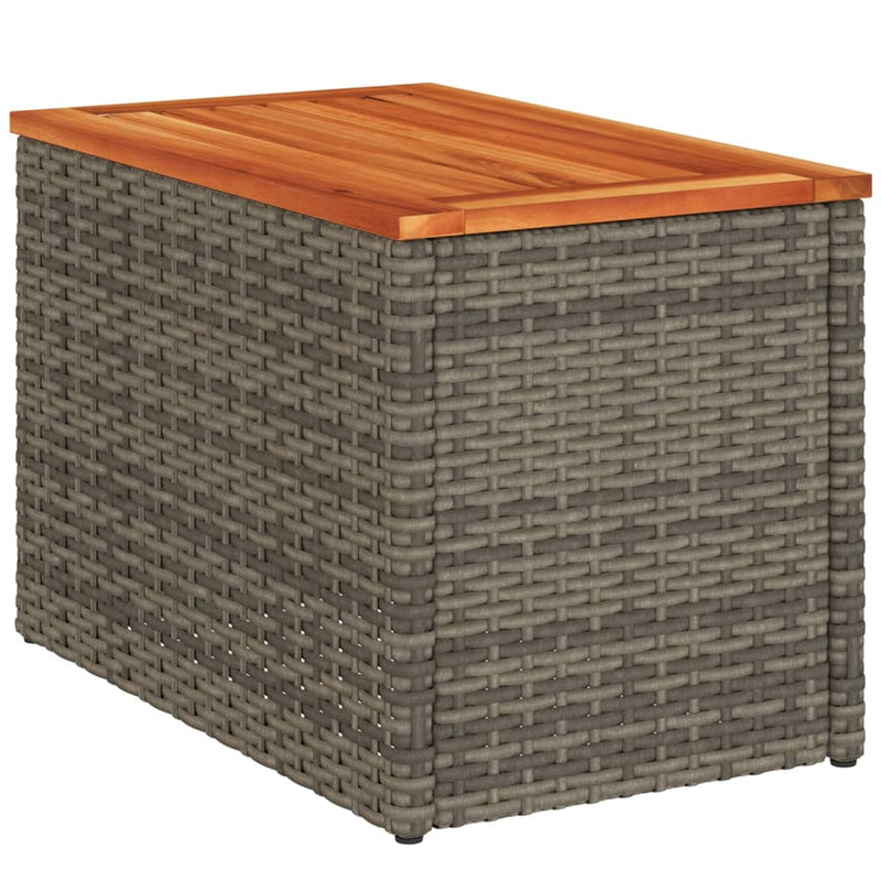 vidaXL Garden Side Tables 2 pcs Grey 55x34x37cm Poly Rattan Solid Wood