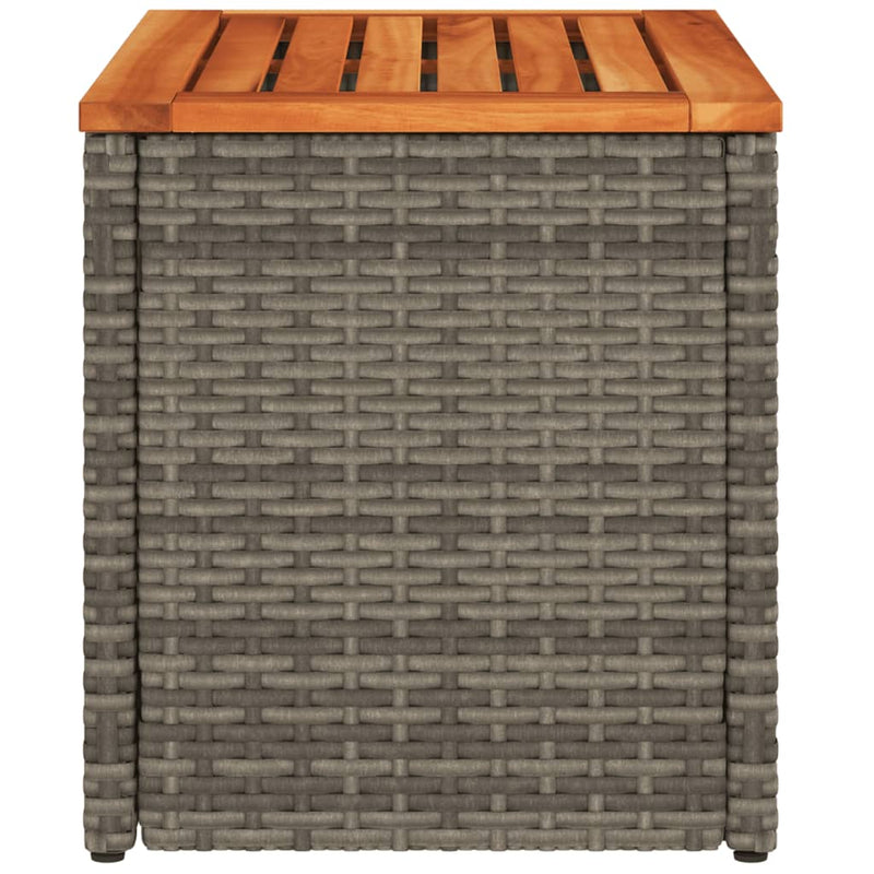 vidaXL Garden Side Tables 2 pcs Grey 55x34x37cm Poly Rattan Solid Wood