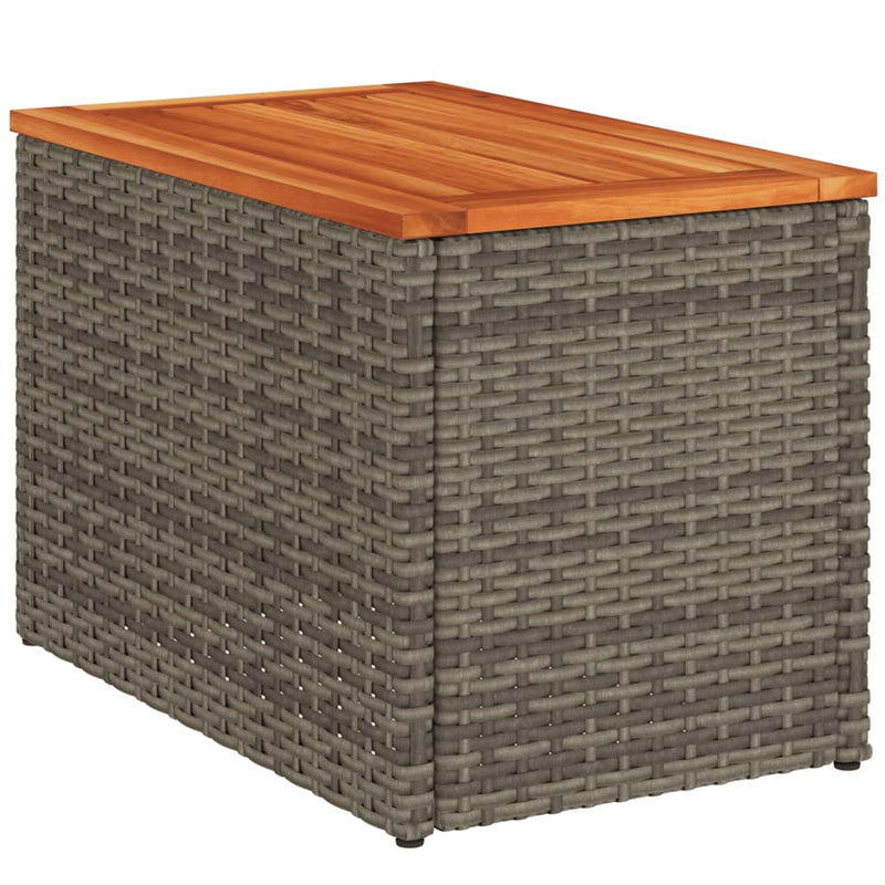 vidaXL Garden Side Tables 2 pcs Grey 55x34x37cm Poly Rattan Solid Wood