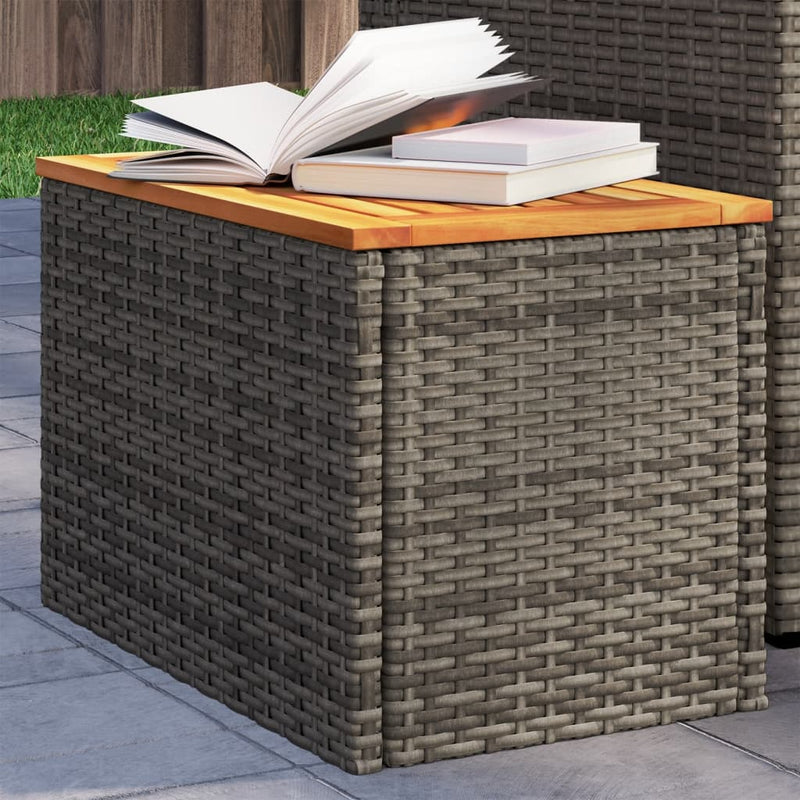 vidaXL Garden Side Tables 2 pcs Grey 55x34x37cm Poly Rattan Solid Wood