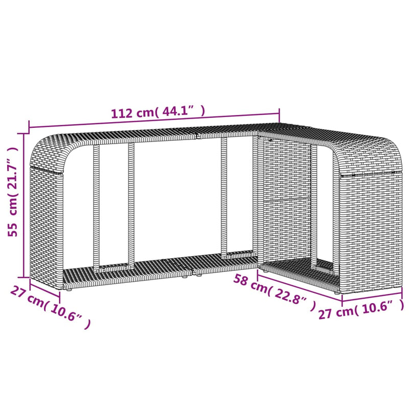 vidaXL Storage Shelves 2 pcs Grey Poly Rattan