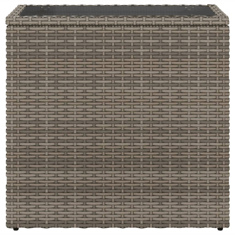 vidaXL Garden Side Table with Glass Top Grey 58x27.5x55 cm Poly Rattan