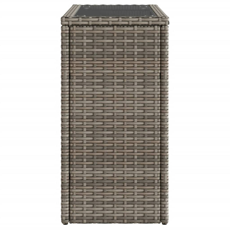 vidaXL Garden Side Table with Glass Top Grey 58x27.5x55 cm Poly Rattan