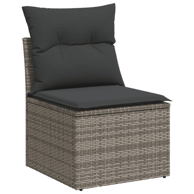 vidaXL Garden Chair Armless with Cushions Grey Poly Rattan