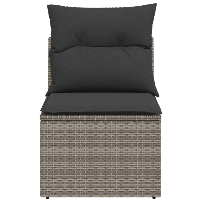 vidaXL Garden Chair Armless with Cushions Grey Poly Rattan