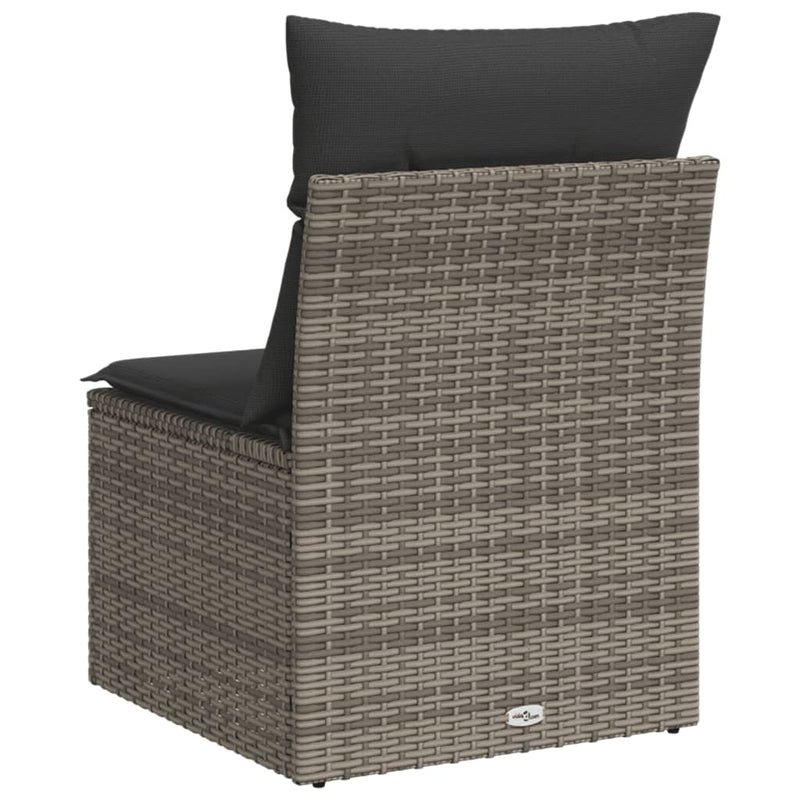 vidaXL Garden Chair Armless with Cushions Grey Poly Rattan
