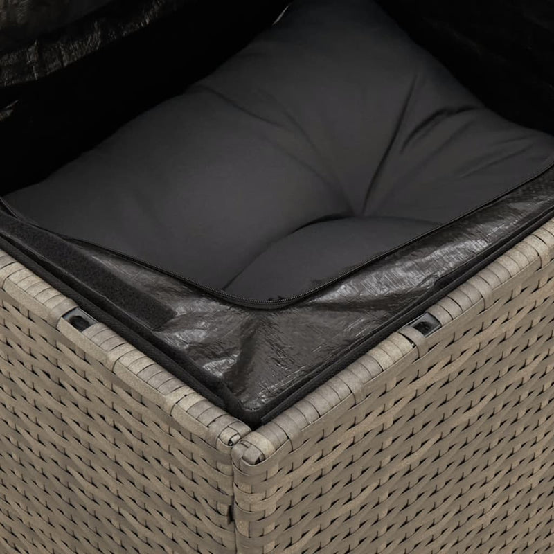 vidaXL Garden Chair Armless with Cushions Grey Poly Rattan