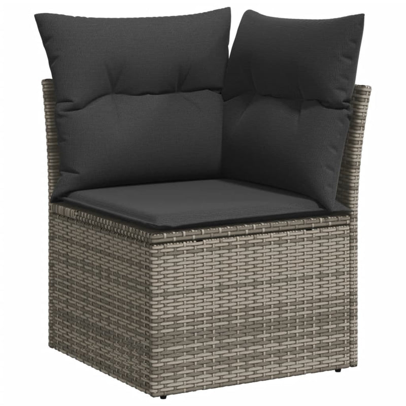 Garden Sofa Corner with Cushions Grey Poly Rattan