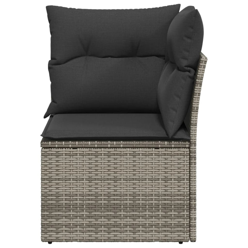 Garden Sofa Corner with Cushions Grey Poly Rattan