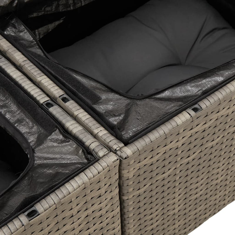 vidaXL Garden Sofa with Cushions 2-Seater Grey Poly Rattan
