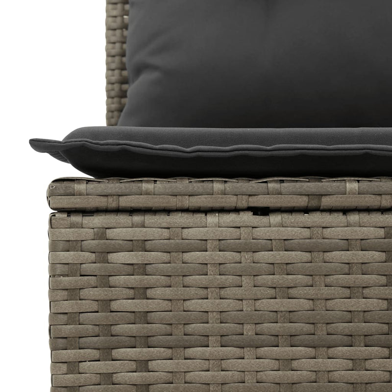 vidaXL Garden Sofa with Cushions 3-Seater Grey Poly Rattan