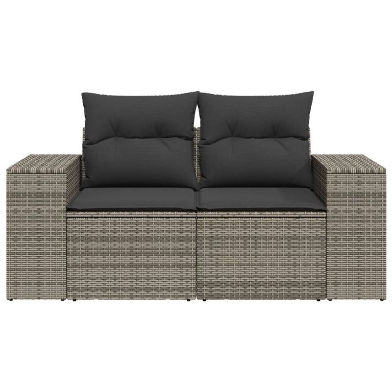 Garden Sofa with Cushions 2-Seater Grey Poly Rattan