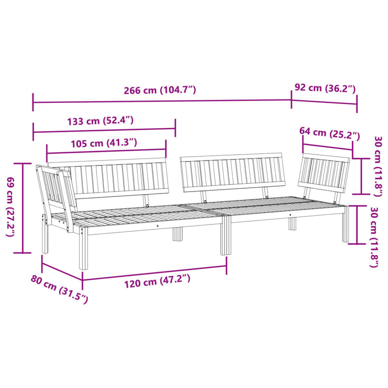 vidaXL Garden Pallet Corner Sofas 2 pcs Solid Wood Acacia