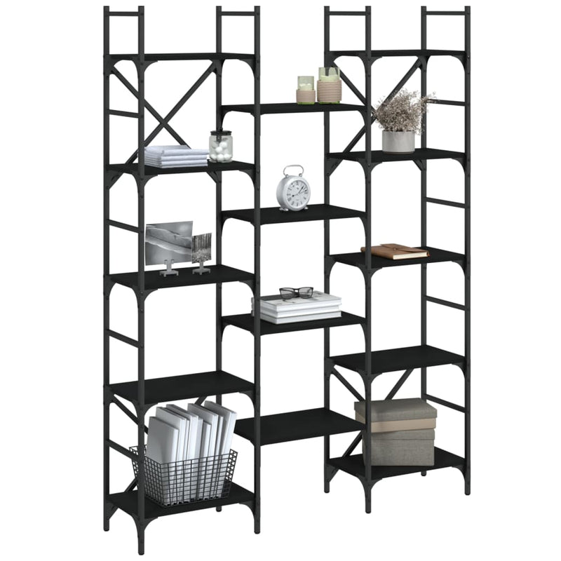 vidaXL Bookshelf Black 127.5x28.5x172.5 cm Engineered Wood