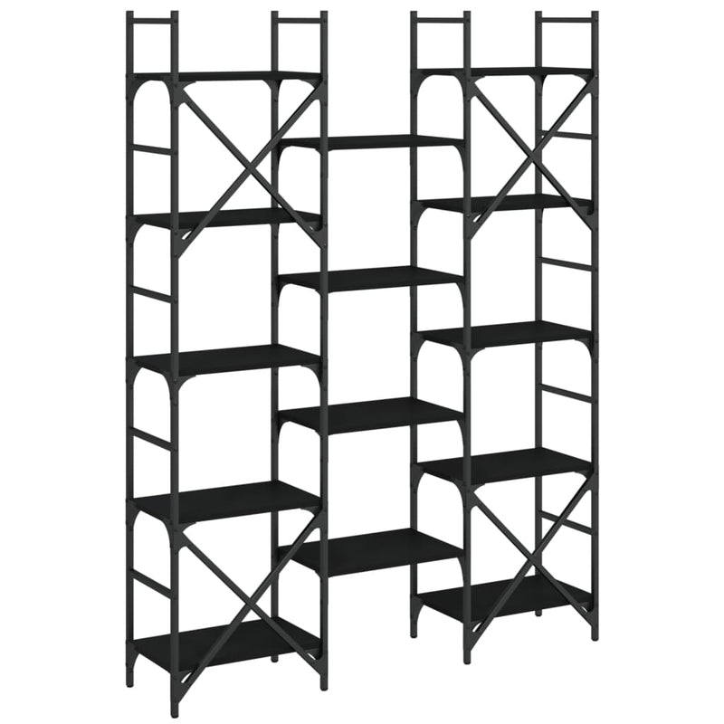 vidaXL Bookshelf Black 127.5x28.5x172.5 cm Engineered Wood