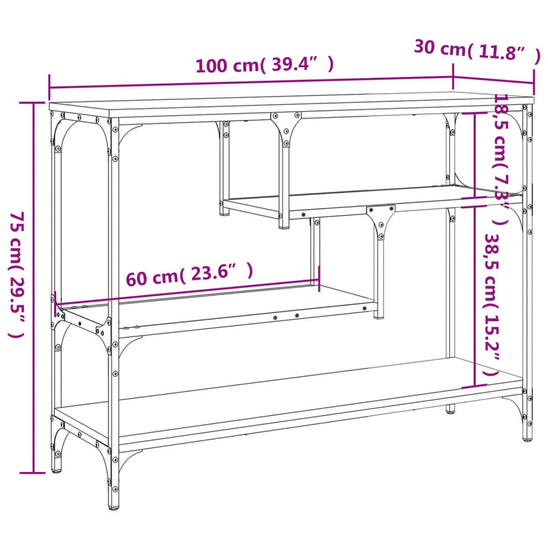 vidaXL Console Table Sonoma Oak 100x30x75 cm Engineered Wood