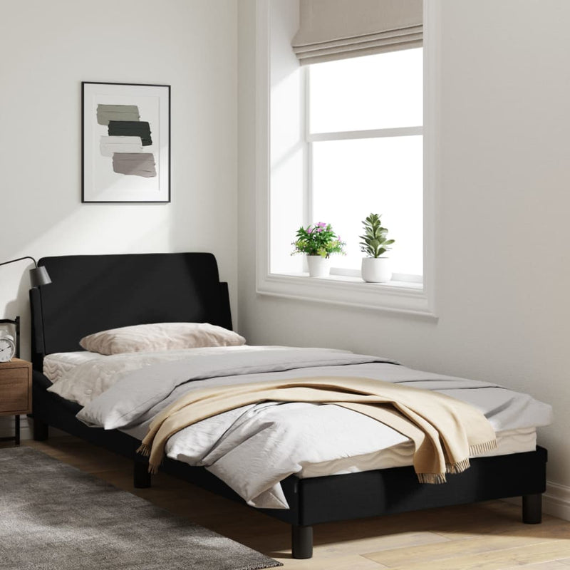 Bed Frame with Headboard Black 90x190 cm Fabric