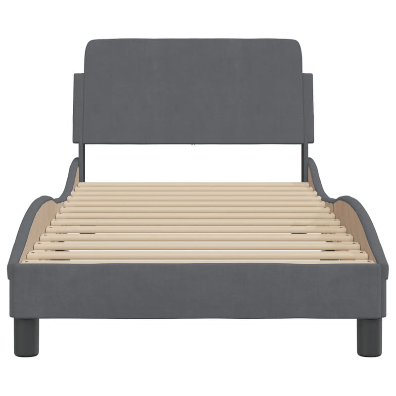 Bed Frame with Headboard Dark Grey 90x190 cm Velvet